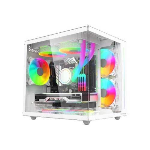 VALUE-TOP V900W DUAL-CHAMBER FULL WHITE MICRO ATX FRAMELESS GAMING CASING