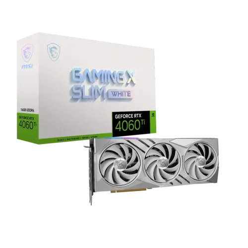 MSI GeForce RTX 4060 Ti GAMING X SLIM WHITE 16GB GDDR6 Graphics Card
